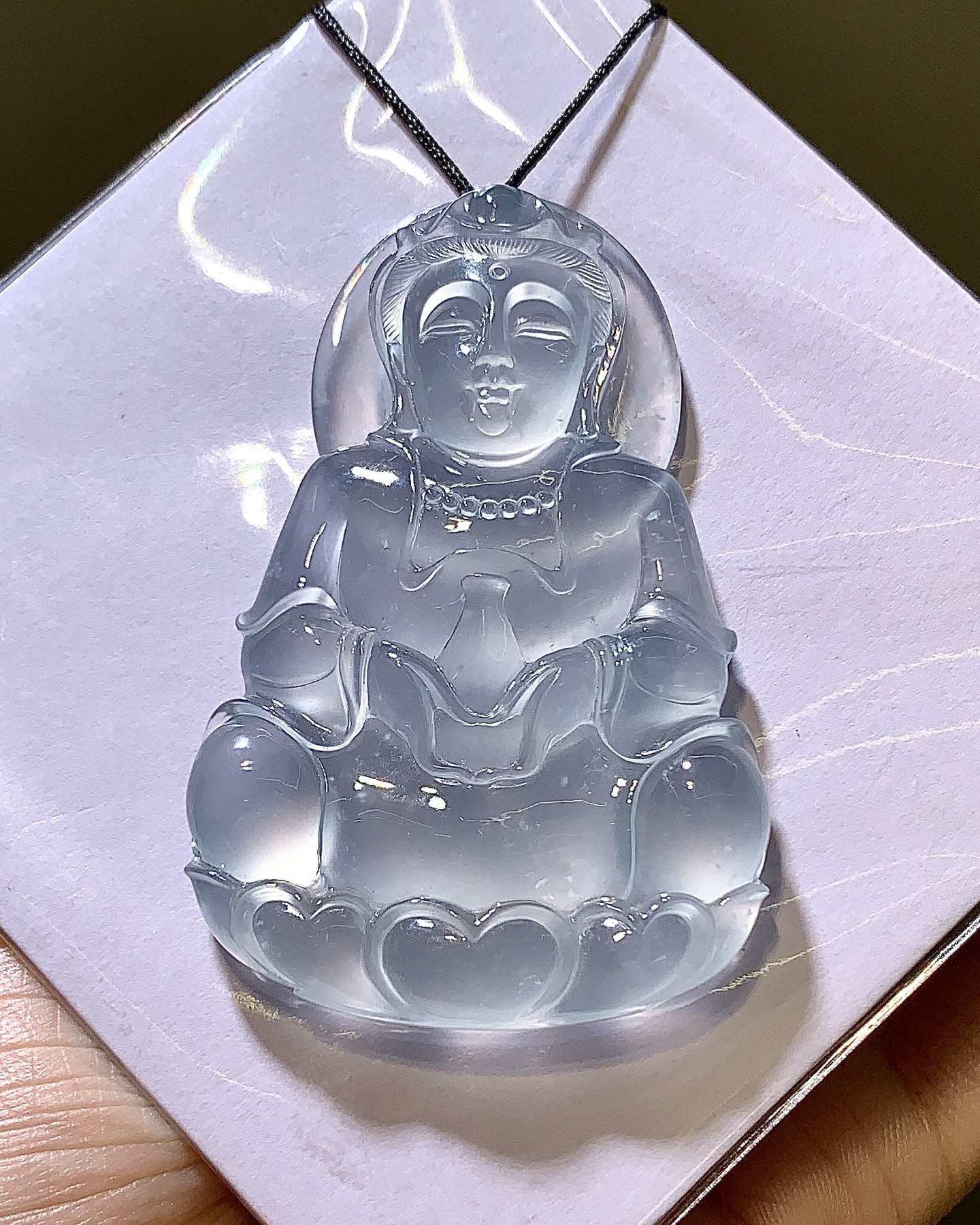 ️ 玻璃种观音，翠韵凝慈悲，法相端庄温润，自带清雅禅意 尺寸58.5×38.3×8.4