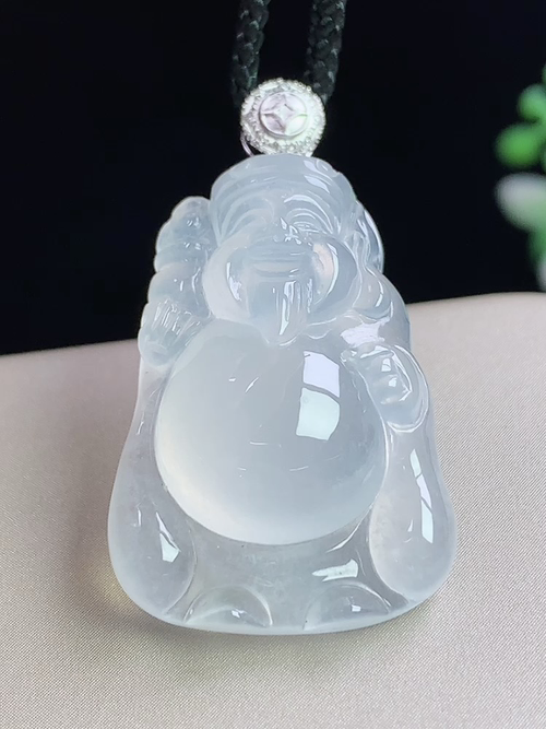 18k金镶冰种财神爷，无裂，尺寸26.8-19.2-8.2mm，L06lwh6