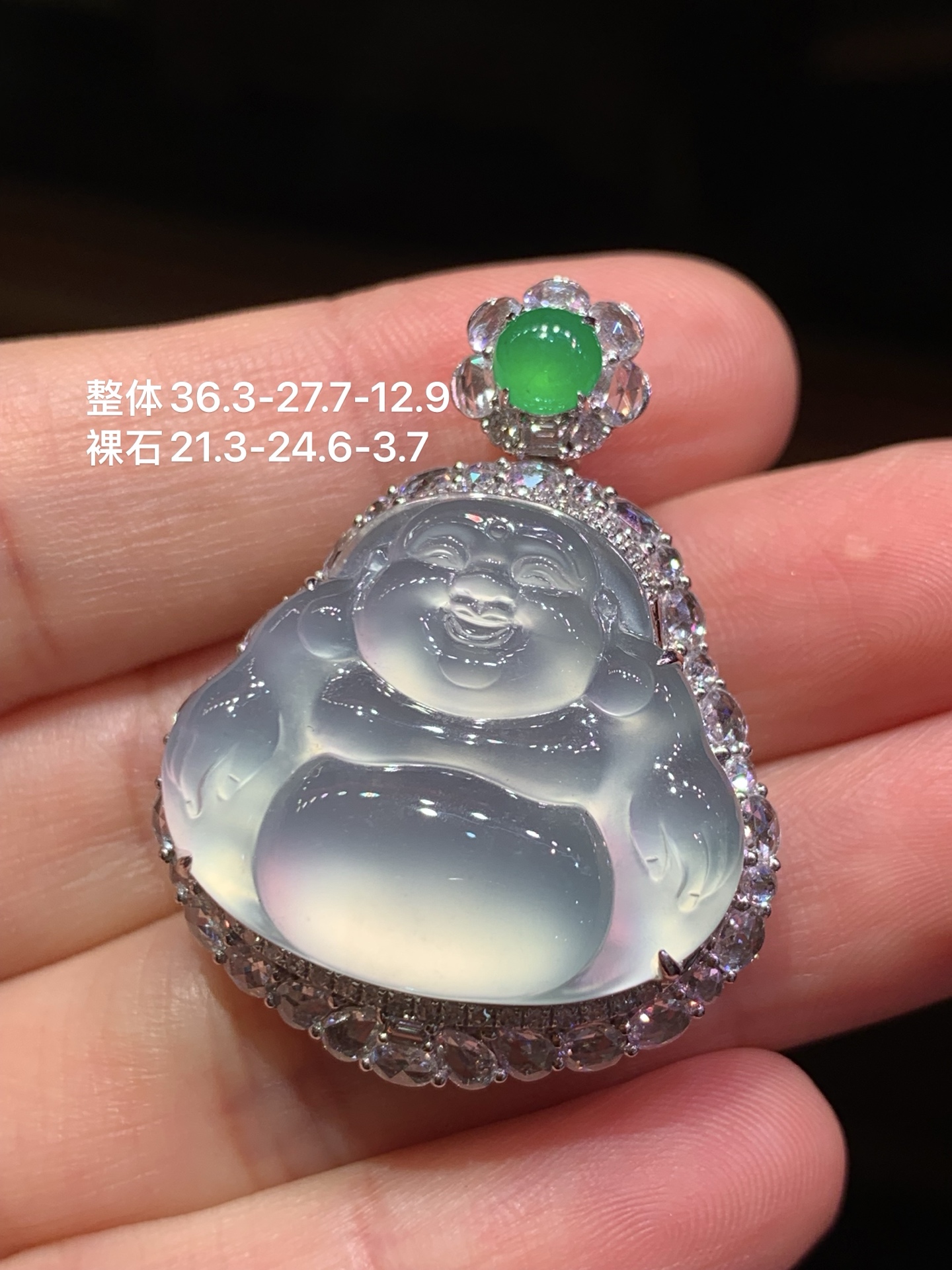 ️ 玻璃种起胶起荧光佛公吊坠 美货推荐，36.3-27.7-12.9