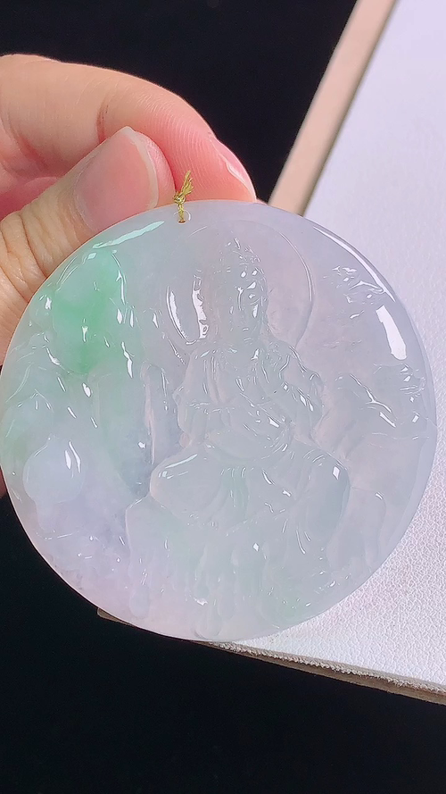 ️冰飘绿山水观音，无裂，尺寸:53.3-5.3mm