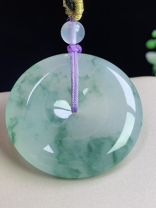 冰飘花平安扣，无裂，尺寸34.2-5.6mm，L06pxm