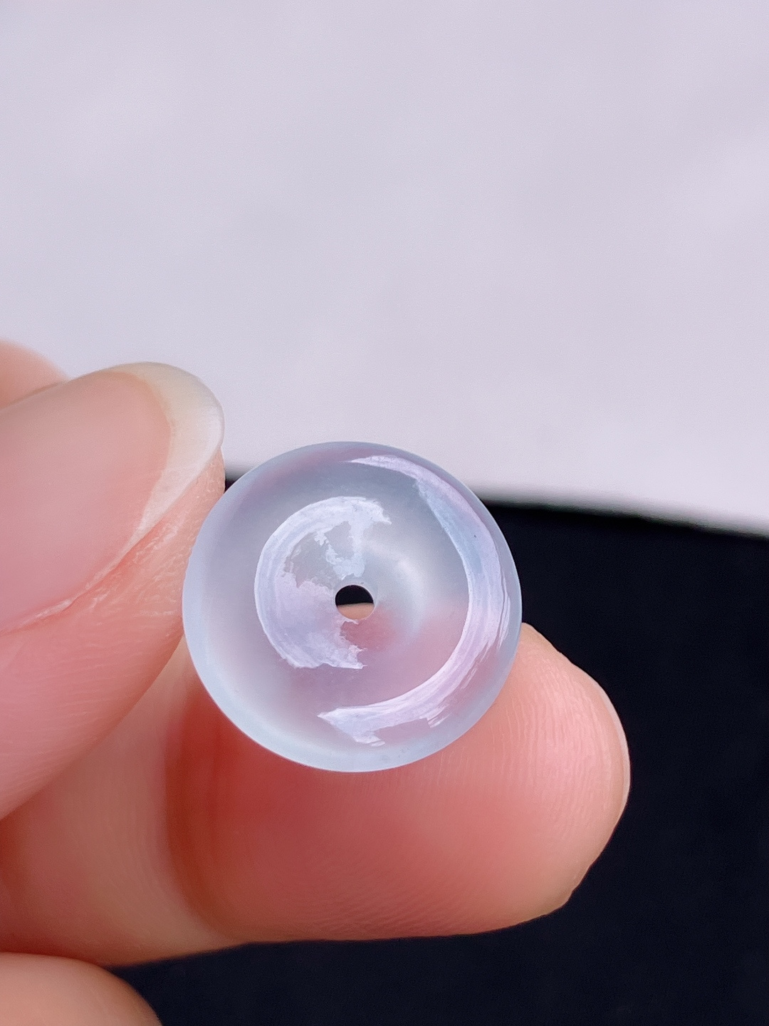 白冰小平安扣，晶莹剔透，尺寸15/3/自然光实拍