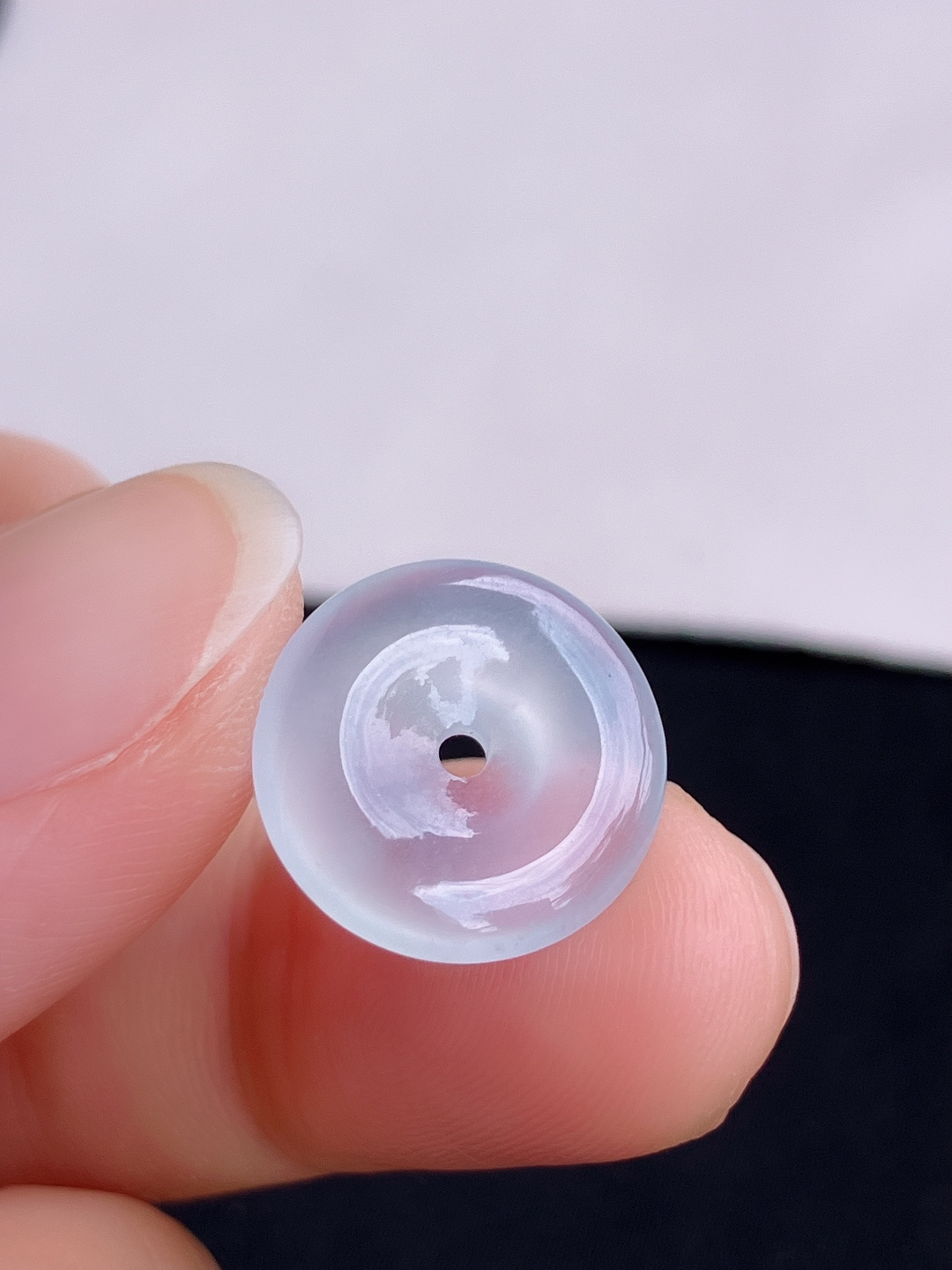 白冰小平安扣，晶莹剔透，尺寸15/3/自然光实拍