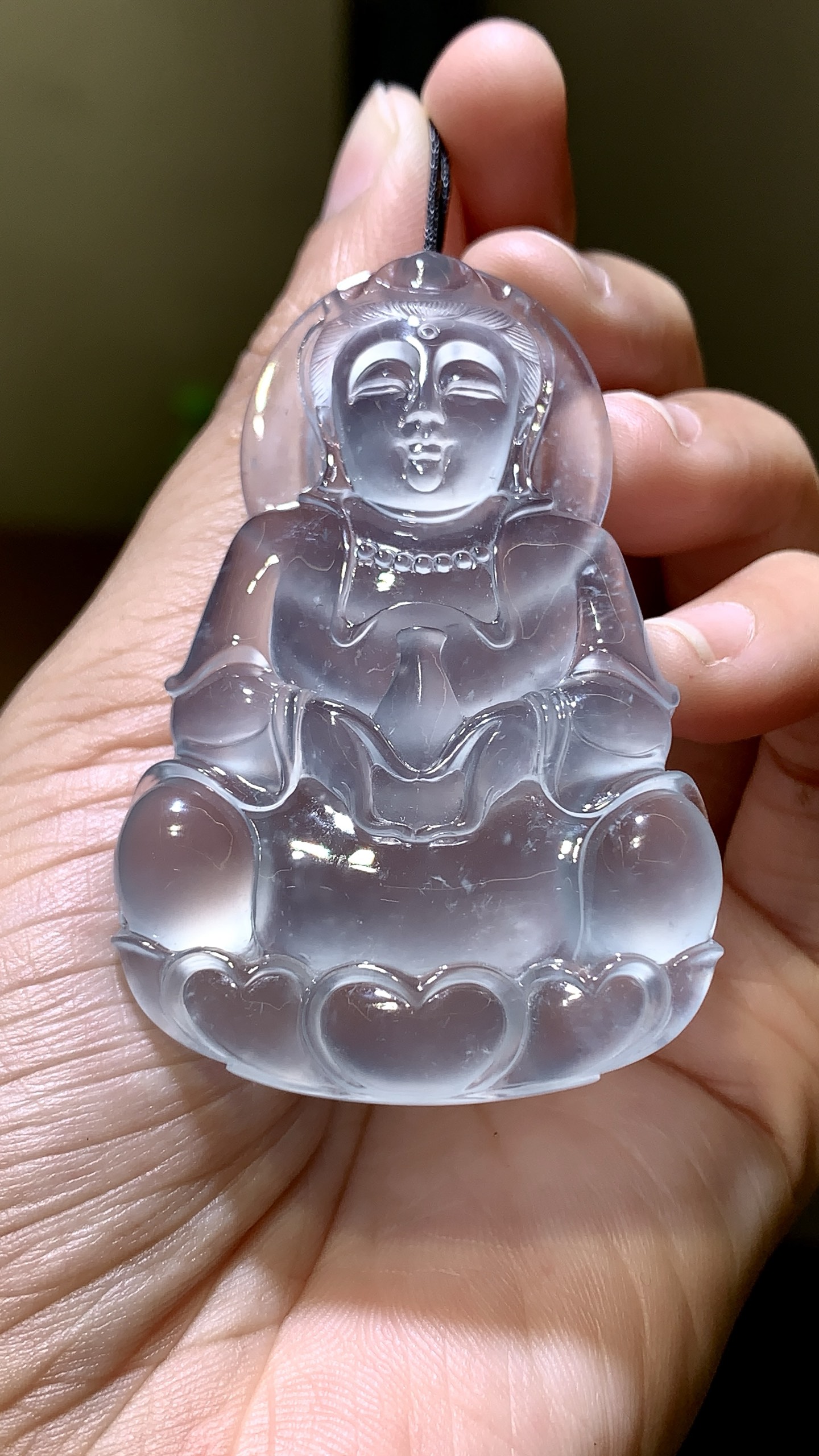 ️ 玻璃种观音，翠韵凝慈悲，法相端庄温润，自带清雅禅意 尺寸58.5×38.3×8.4