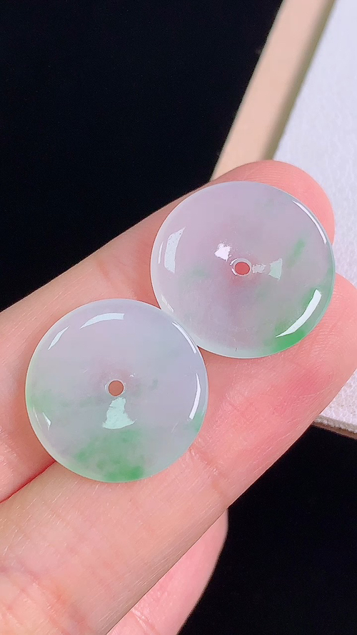 ️冰飘绿平安扣，无裂，尺寸:17.0-2.4mm 6