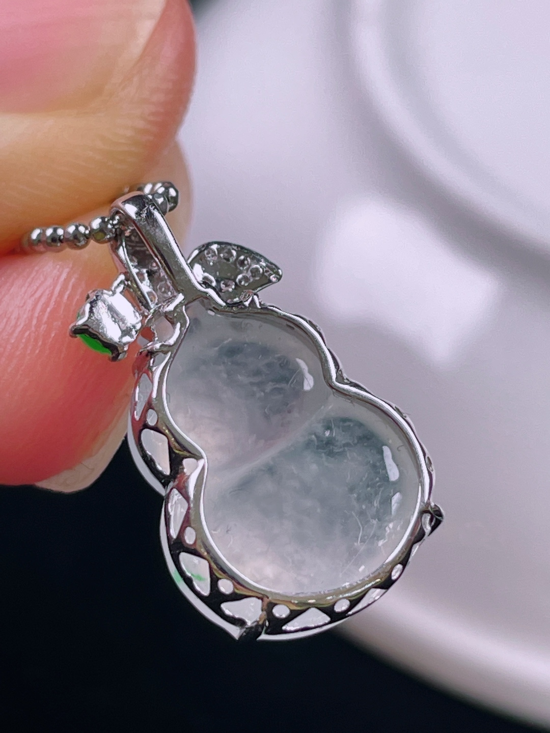 ️冰种葫芦，老种起光，细底通透，尺寸：21/12/7.6mm0607