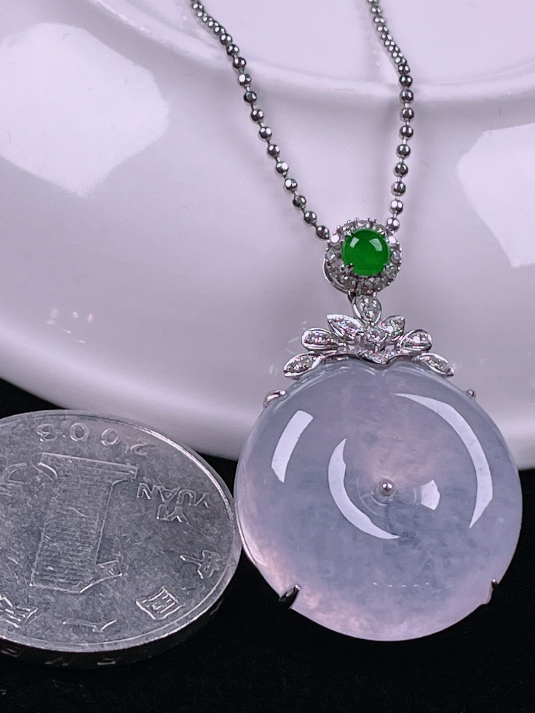 ️冰紫平安扣，老种起光，细底通透，尺寸：33/21.6/7.5mm0607