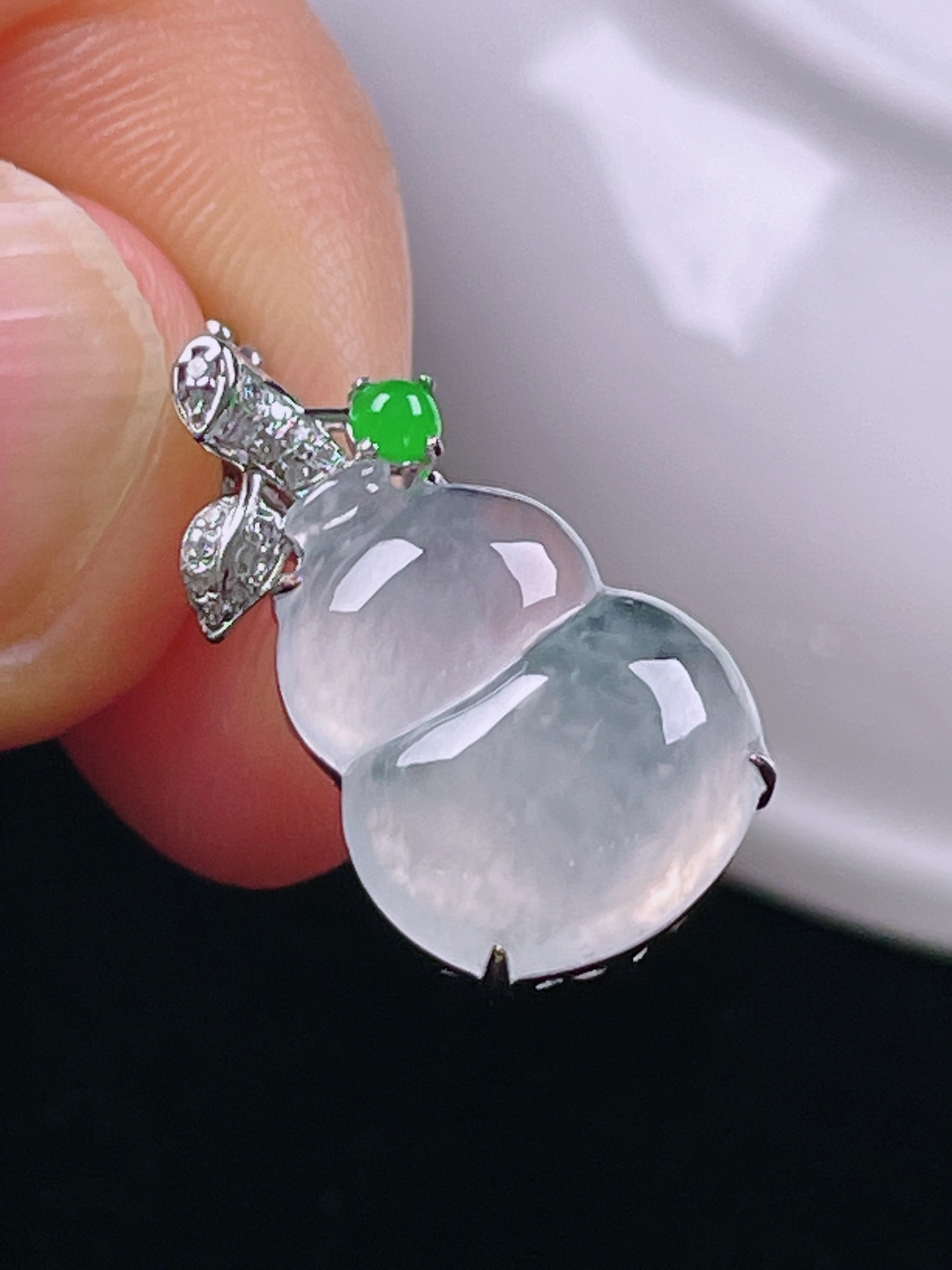 ️冰种葫芦，老种起光，细底通透，尺寸：21/12/7.6mm0607