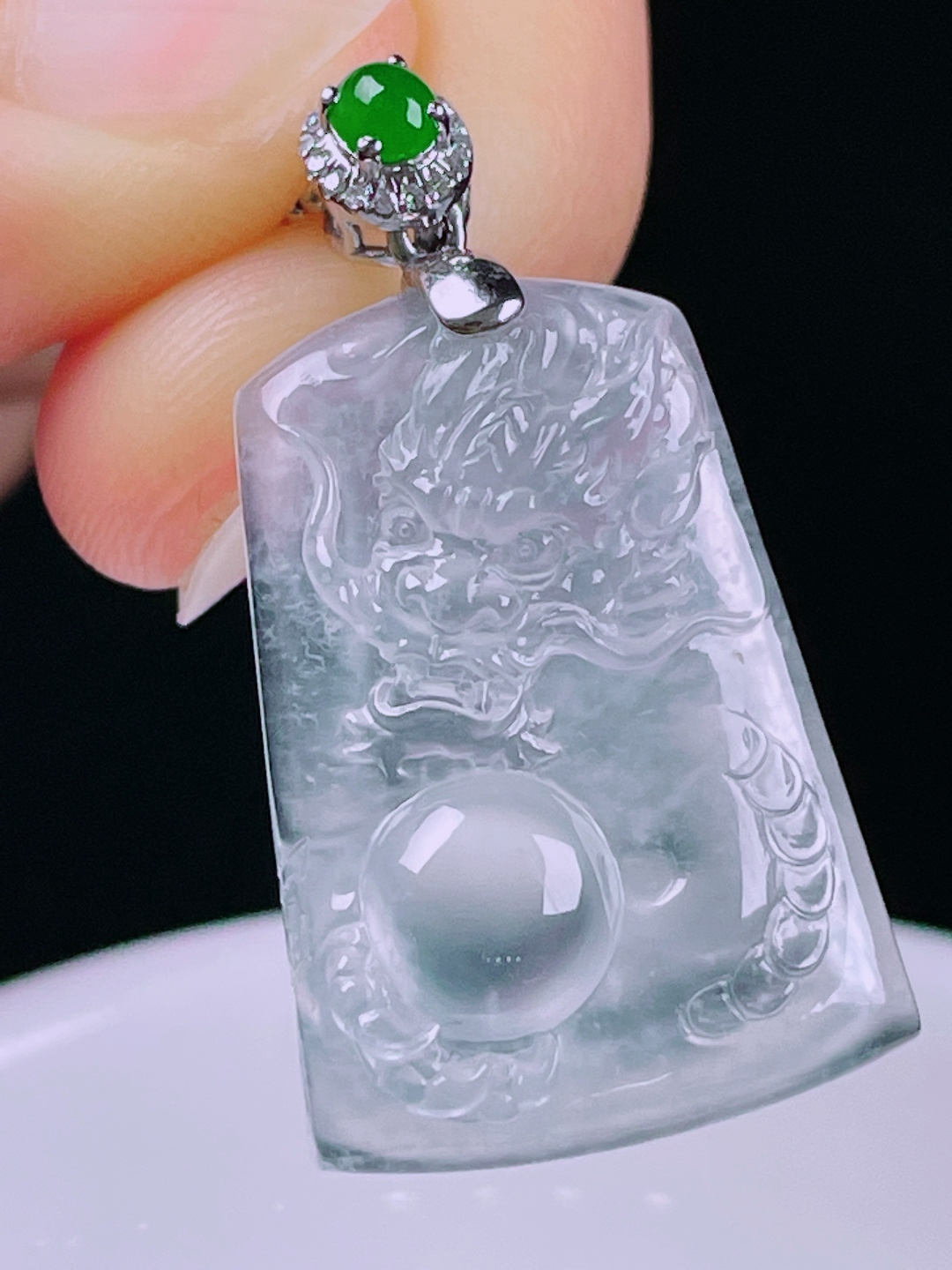 ️老种起光，细底通透，尺寸：33.8/19/6.4mm0607