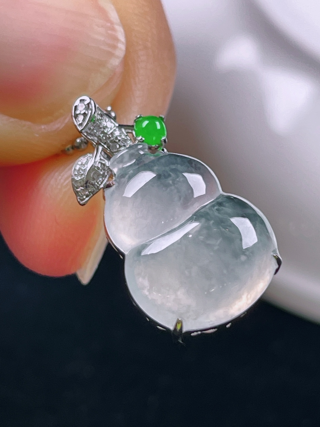 ️冰种葫芦，老种起光，细底通透，尺寸：21/12/7.6mm0607