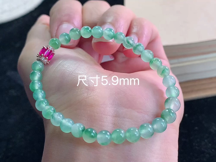 冰飘花手串  尺寸，5.9