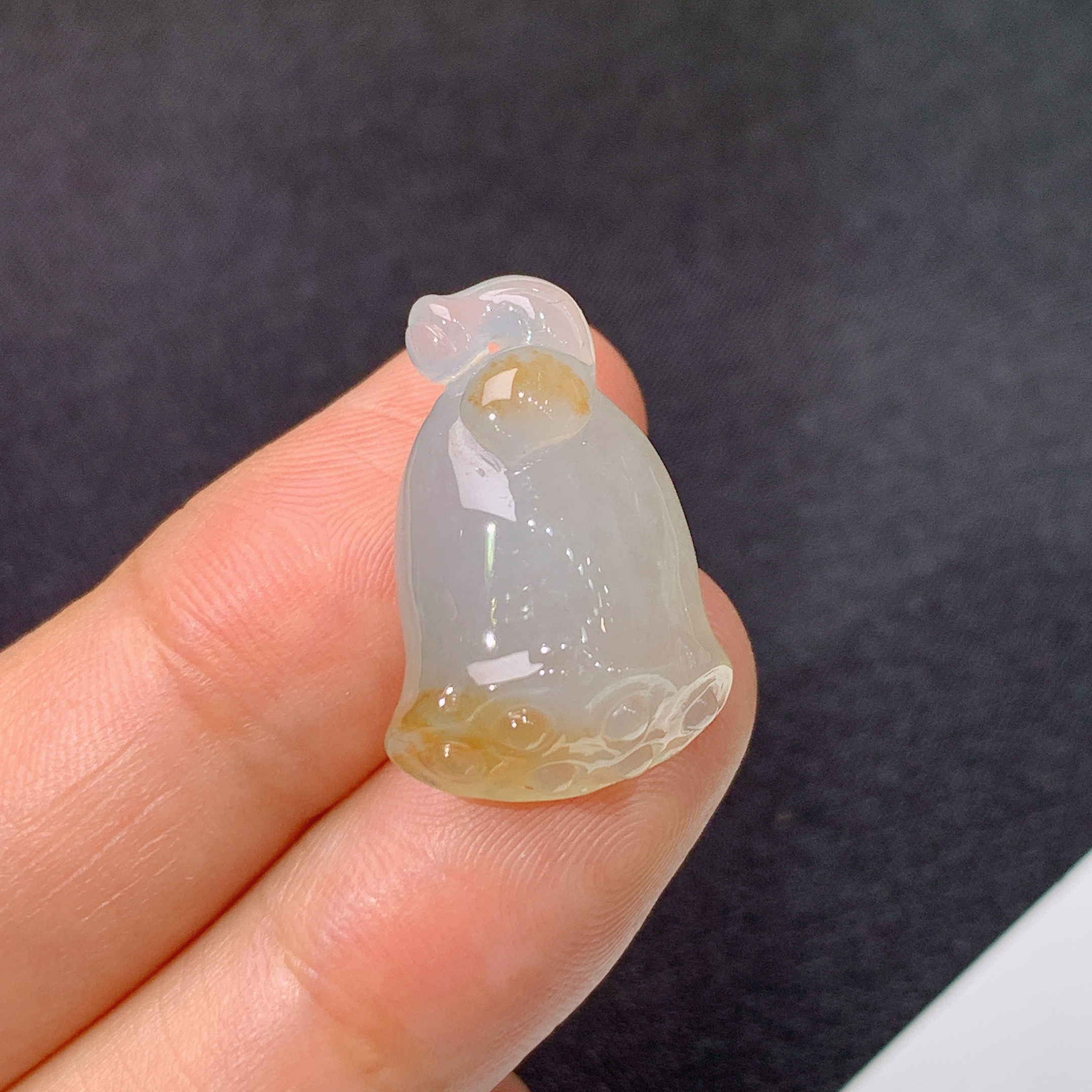 冰黄翡莲蓬，好运连连，冰润细腻，种水足，001整体尺寸21.4*15*7.8