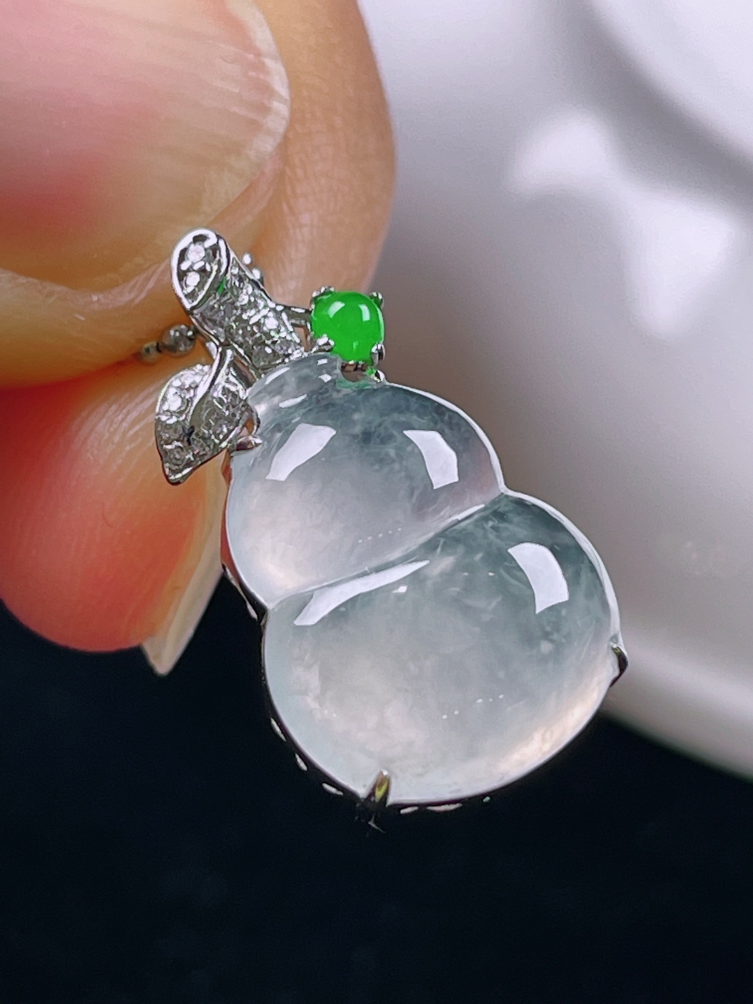 ️冰种葫芦，老种起光，细底通透，尺寸：21/12/7.6mm0607