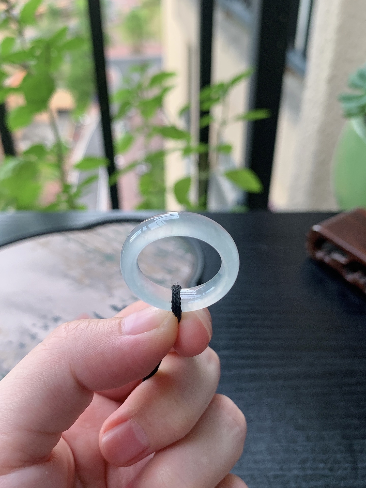 老坑冰种胶感白月光起刚素面戒指 裸石尺寸:18.4-6.3-4.2mm