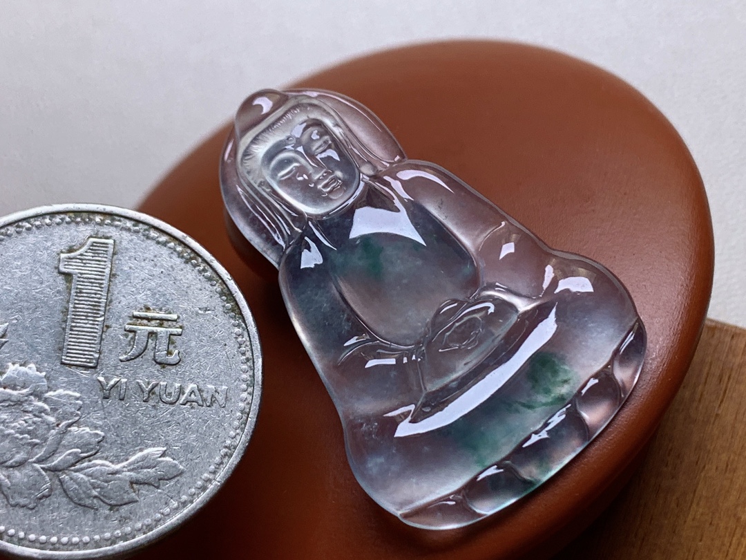 ️ 玻璃种飘彩观音 种老，飘彩灵动漂亮，光感十足，尺寸34*23*3.8