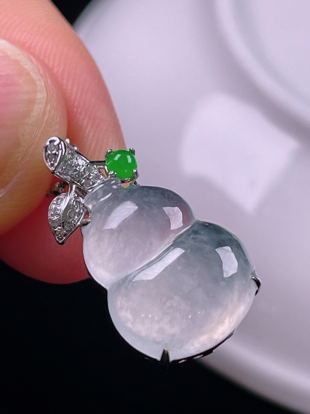 ️冰种葫芦，老种起光，细底通透，尺寸：21/12/7.6mm0607