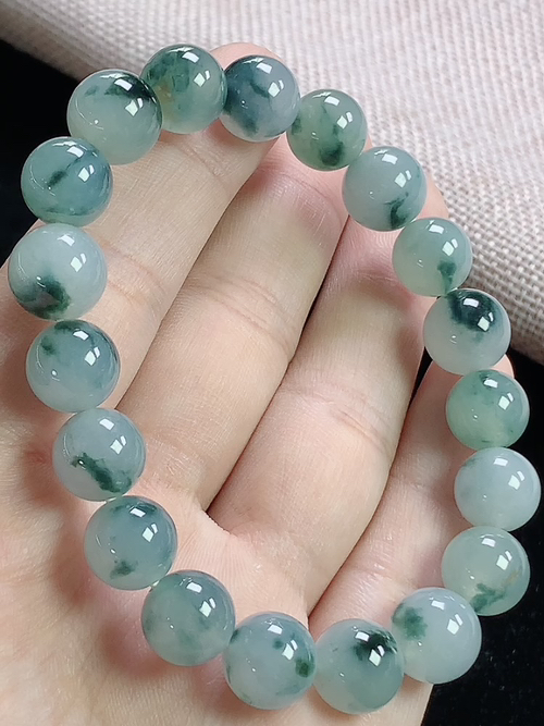 冰飘花玉珠手串，尺寸9.8mm，L07jxg