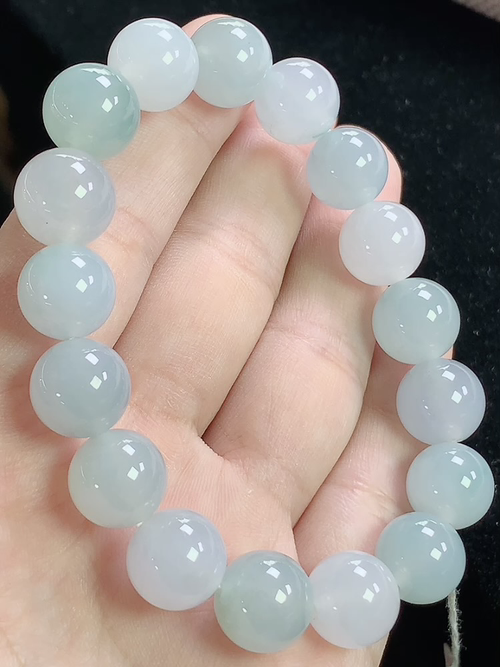 冰种玉珠手串，尺寸11.3mm，L07mdy