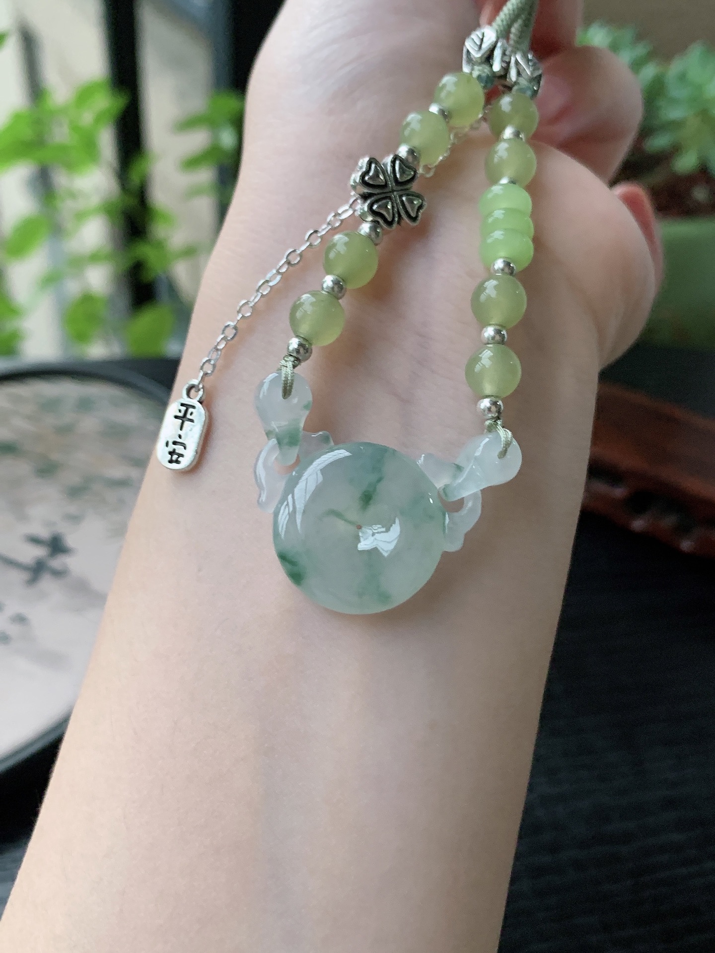 老坑冰种胶感飘蓝花平安扣吊坠 裸石尺寸:19.6-6mm