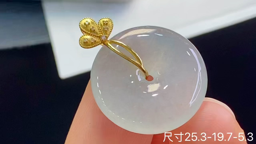 18k金+钻平安扣吊坠，无裂，25.3-19.7-5.3