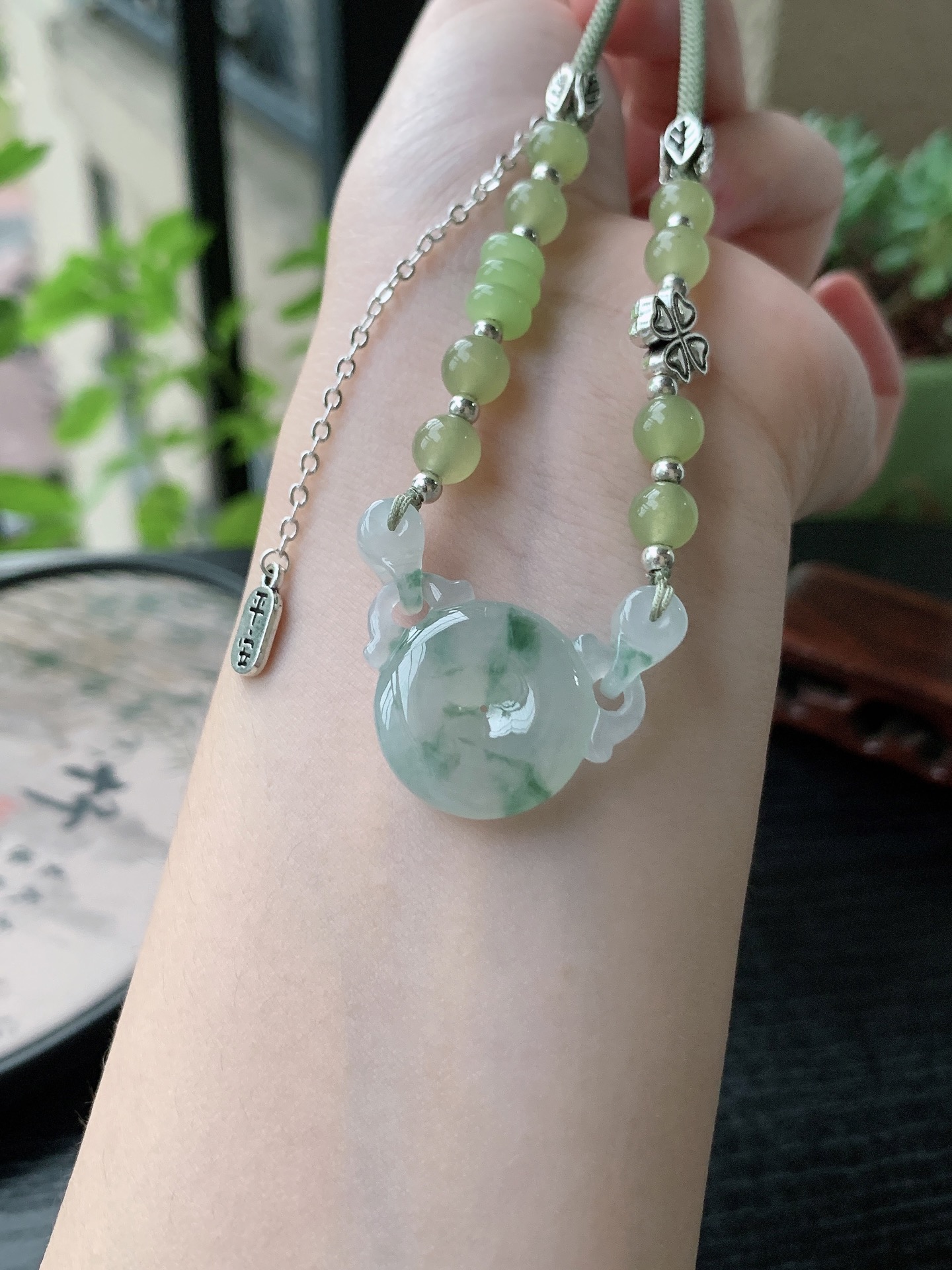 老坑冰种胶感飘蓝花平安扣吊坠 裸石尺寸:19.6-6mm