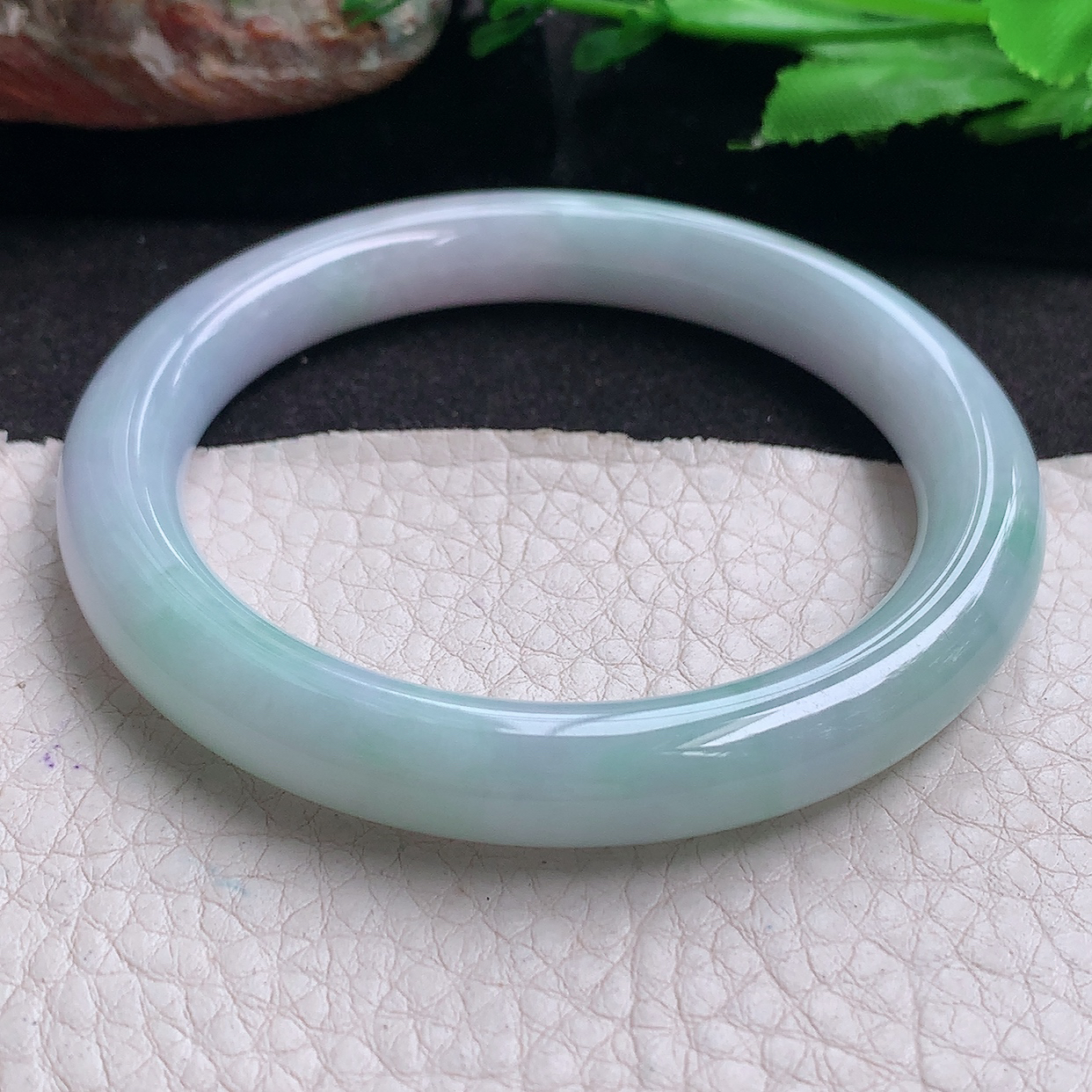 jm实拍54*9美人镯 缅甸翡翠a货玉手镯 半山水细润圆条玉手环