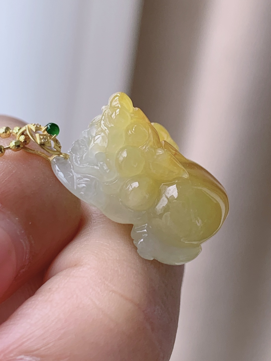 冰飘黄翡貔貅吊坠 饱满 生动 厚装 整体25 裸石20.7-12.8-13 重量6.2克
