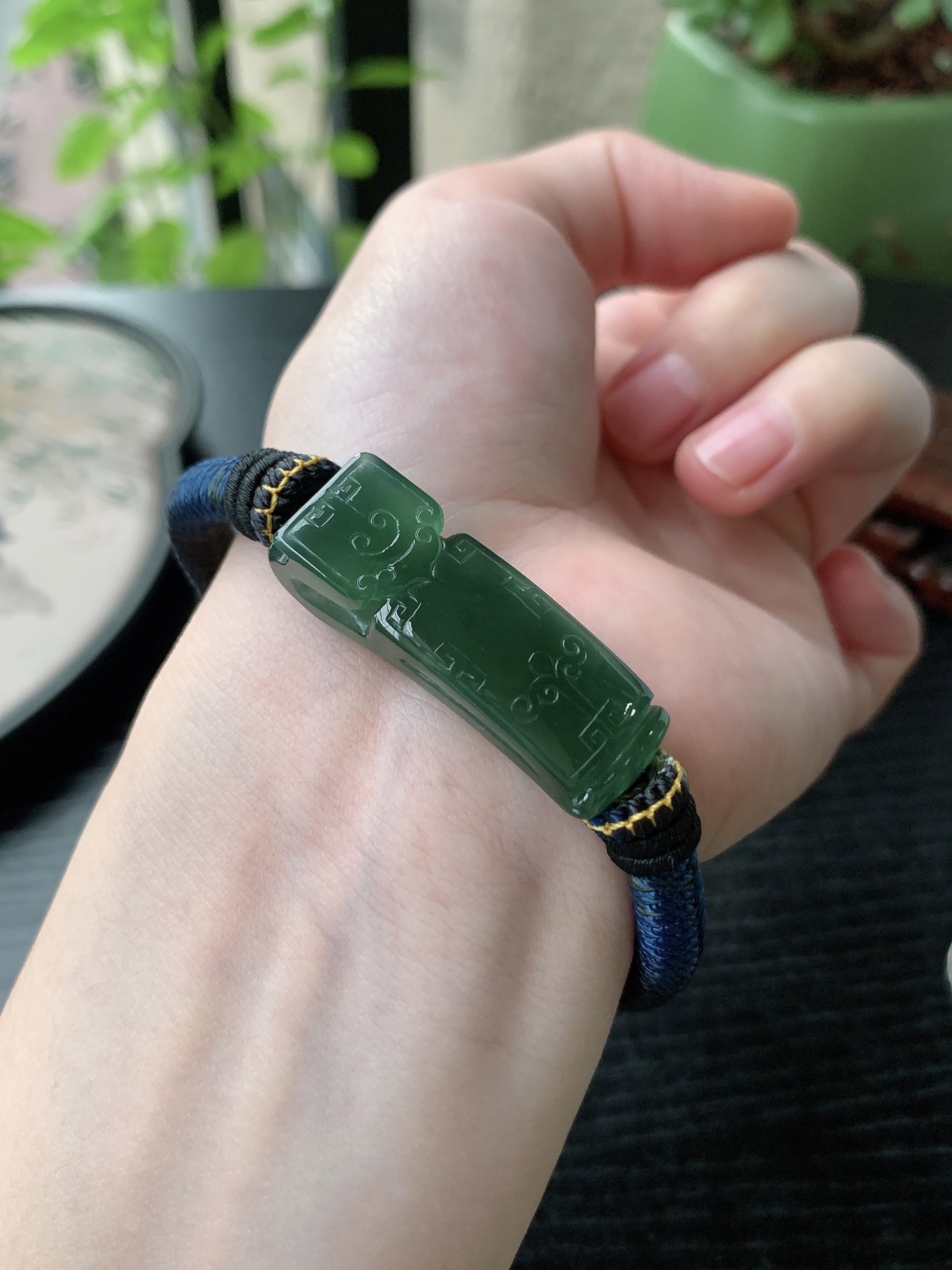 老坑冰种胶感满色仿古手牌 裸石尺寸:37.5-13-9.8mm