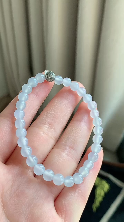 天然翡翠，冰透手串，细腻 尺寸6 zj66