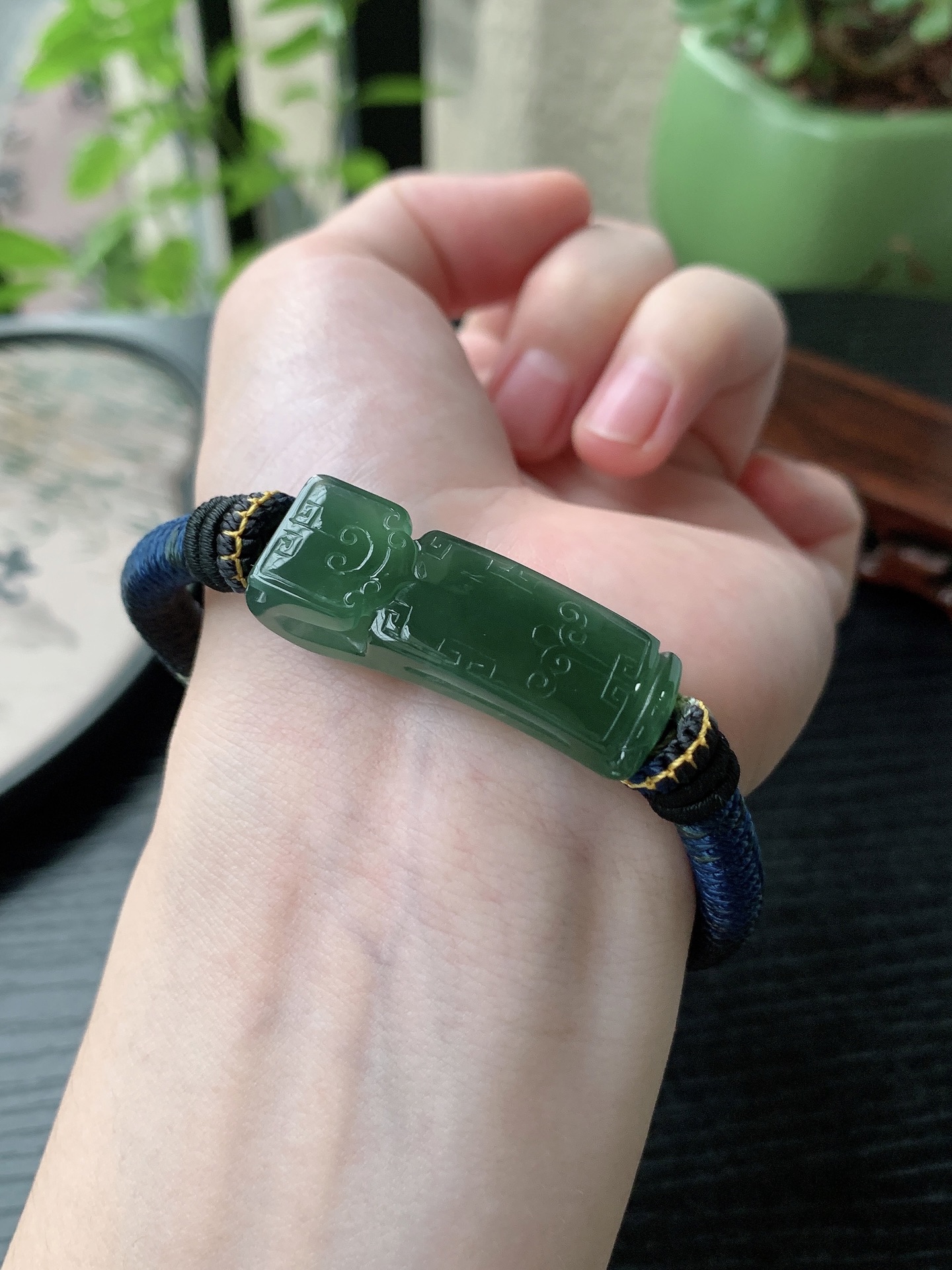 老坑冰种胶感满色仿古手牌 裸石尺寸:37.5-13-9.8mm
