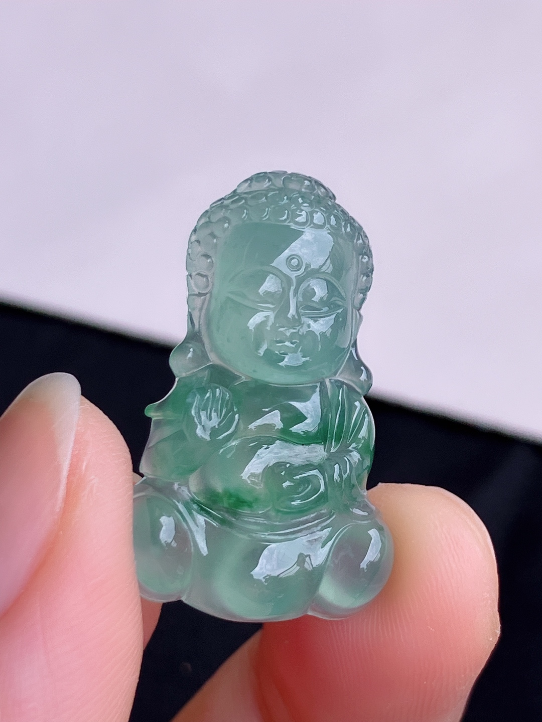 冰飘花宝宝佛，晶莹剔透，尺寸29/18.6/6.3/自然光实拍