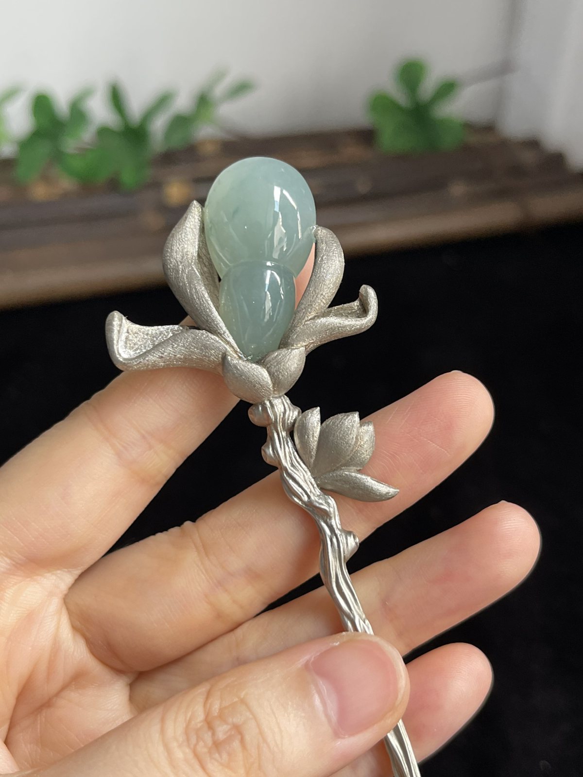 翡翠发簪，印记：S925