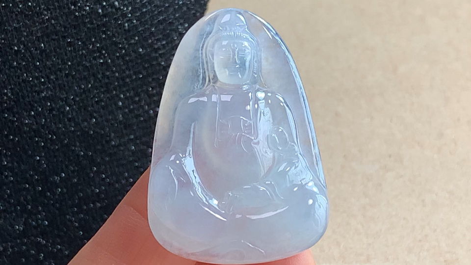 ️ 观音，尺寸40.0-27.0-5.5mm，包A附证书