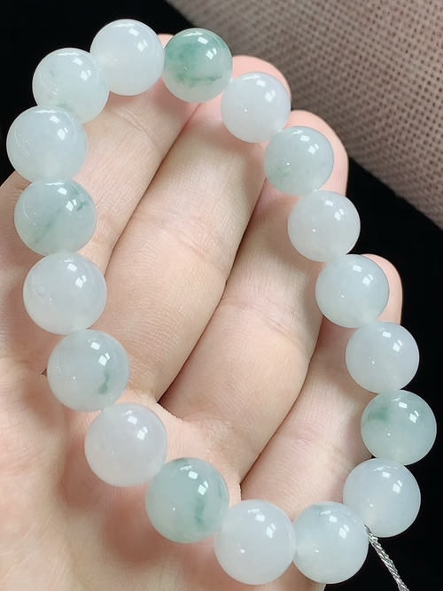 冰飘花玉珠手串，尺寸10.6mm，L08tag