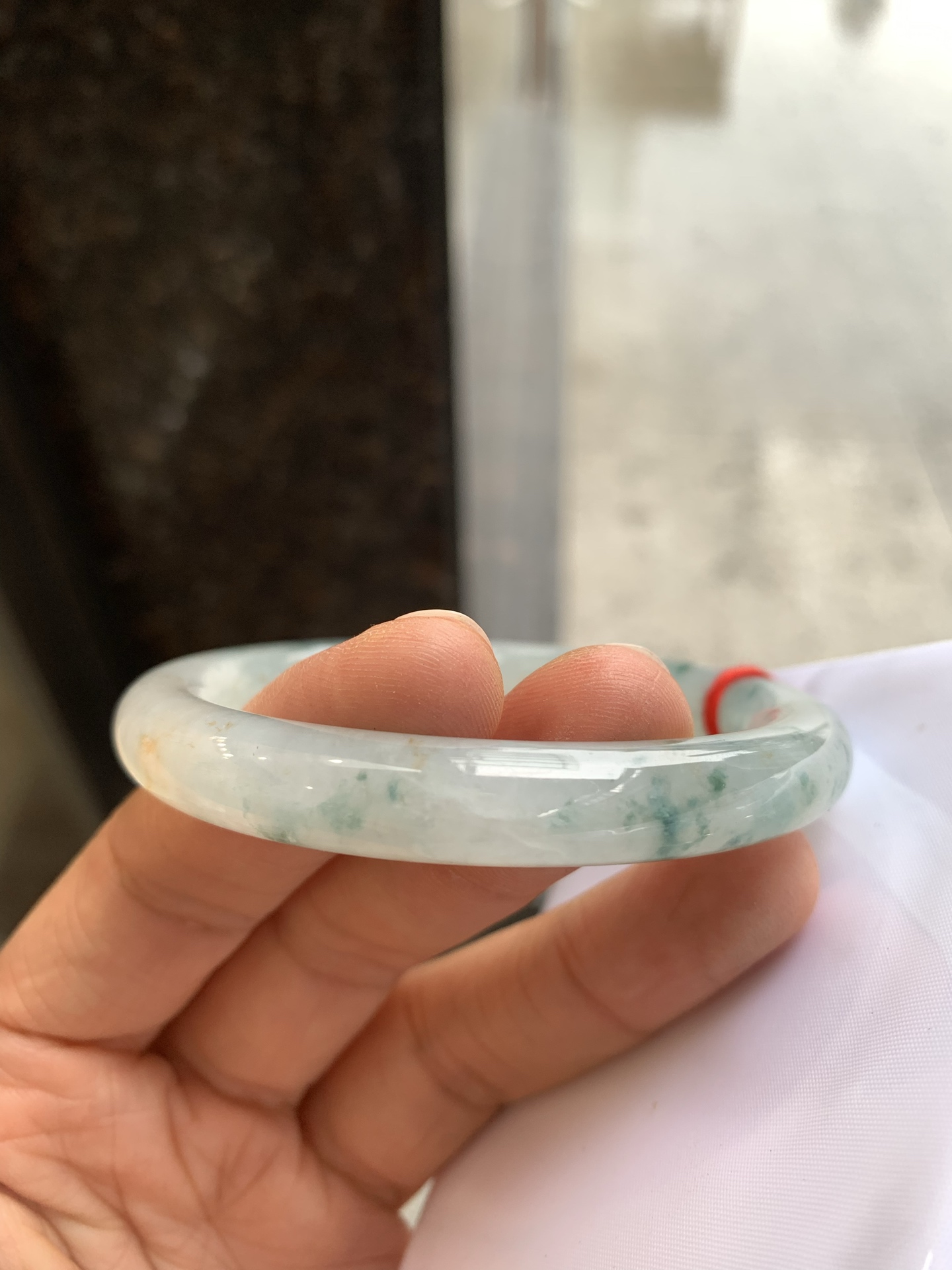 圆条黄翡飘花 微细纹 尺寸：54.8/9.2 细腻