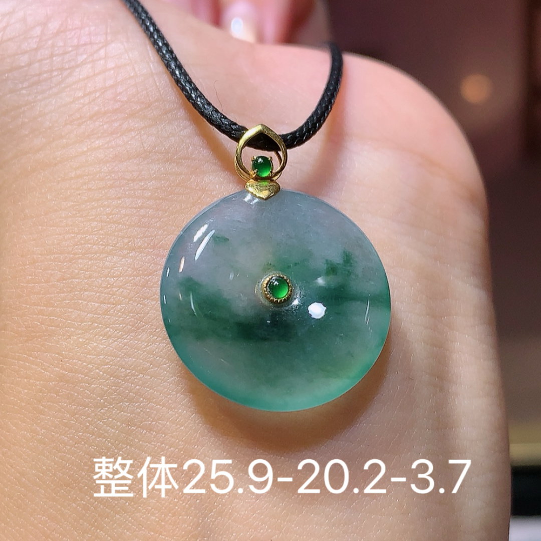 冰飘花平安扣吊坠 无裂底子细腻，饱满清透，佩戴精致气质 货号06606，25.9-20.2-3.7