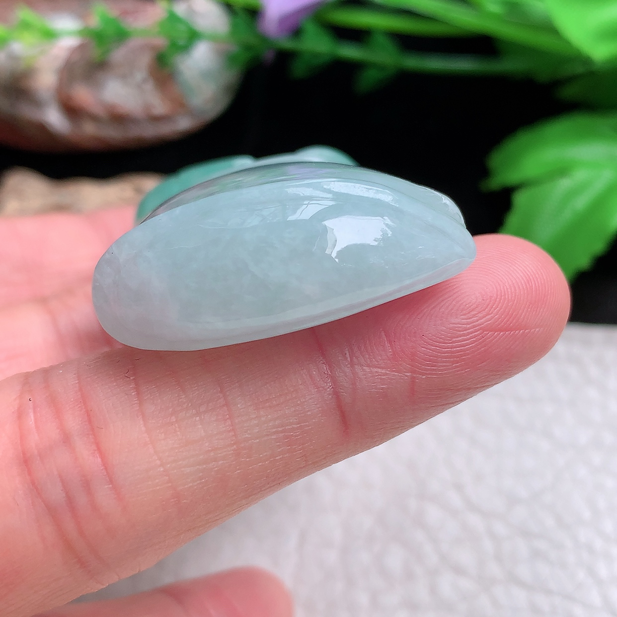 zen实拍62.3*30.8*12缅甸翡翠精雕清新节节高 胸有成竹玉项坠 玉挂件
