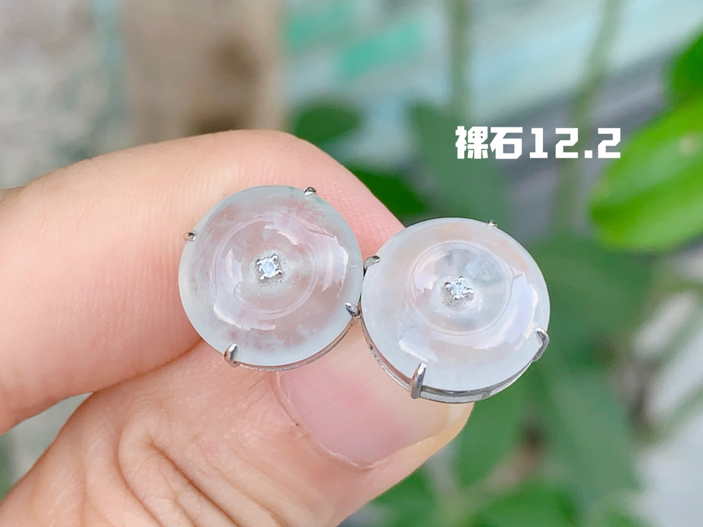 简单大方的一款冰种平安扣耳钉 水水润润，12.2
