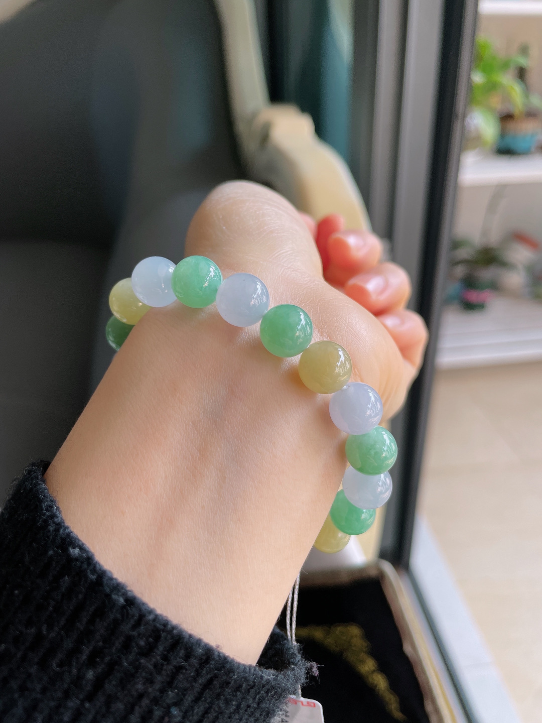 天然翡翠A货，冰多宝手串，尺寸：10mm。【编1658】