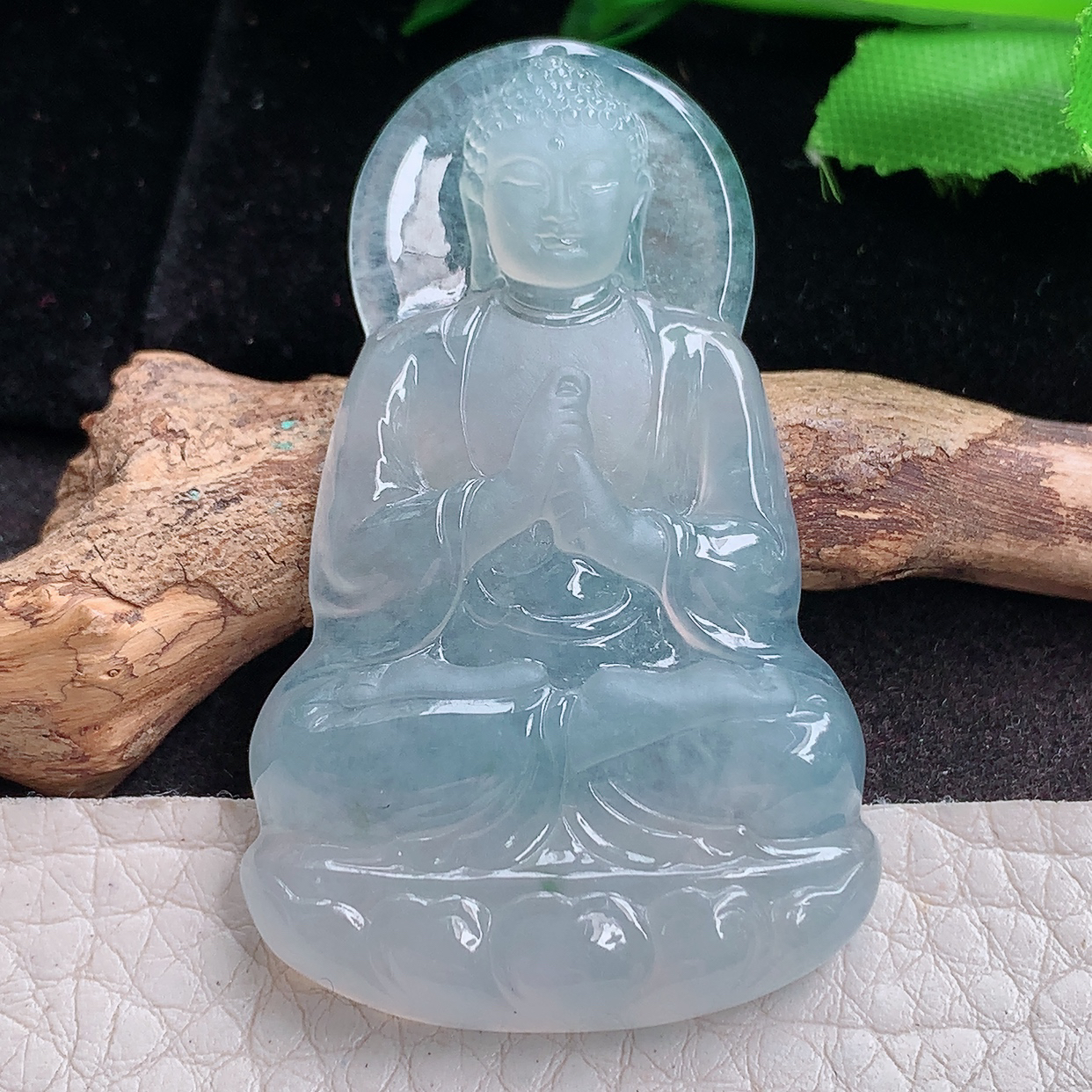 ktj实拍50.3*31.8*5.8缅甸翡翠a货精雕冰种大日如来佛祖玉吊坠