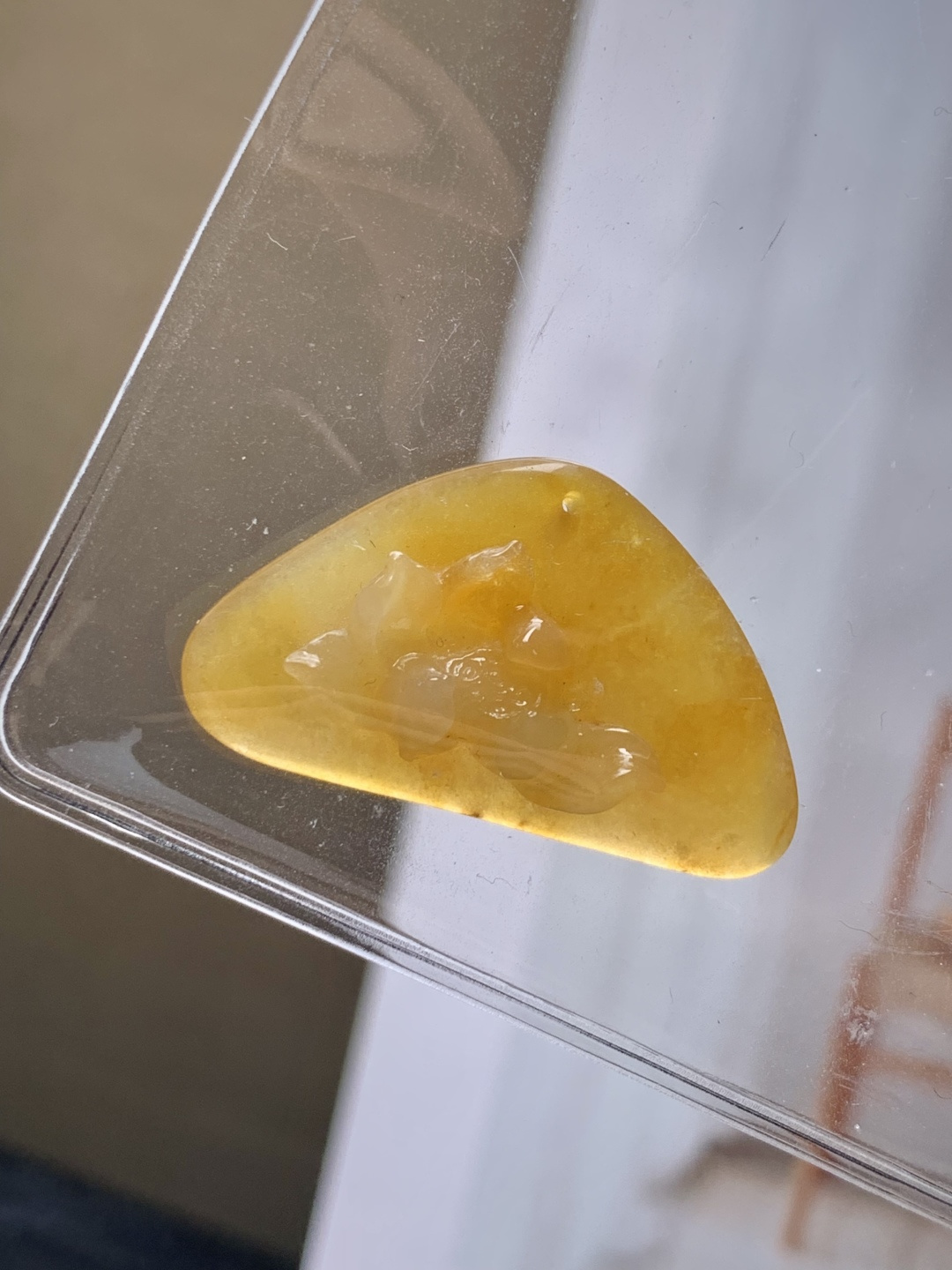 黄翡莲花牌，色泽浓艳 0609尺寸32.3*19*8.1