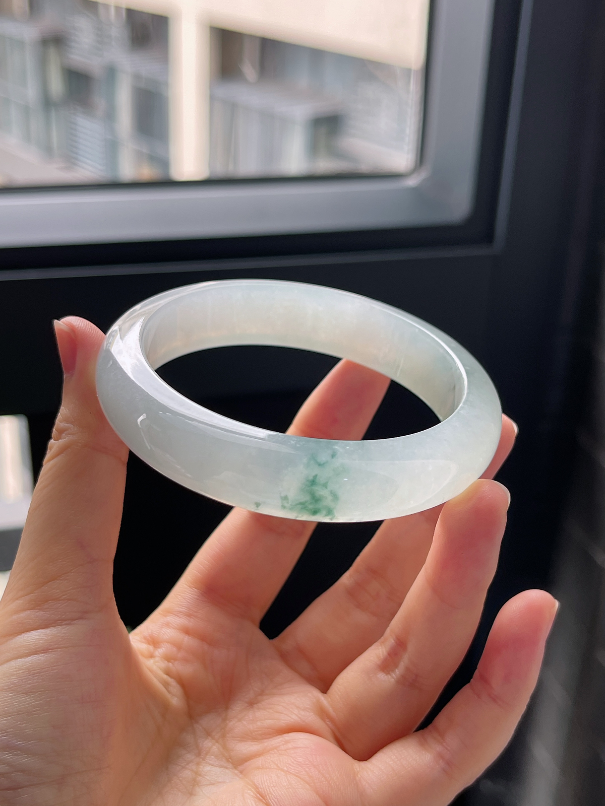 圈口57.3，冰糯飘花胶感胶润正圈手镯玉手镯