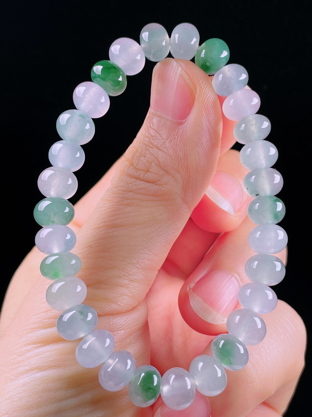 ️冰种手串，老种起光，细底通透，尺寸：8mm