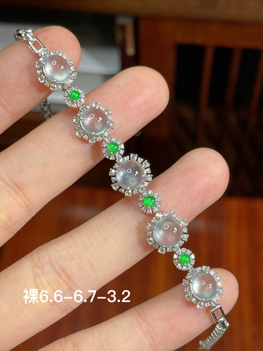 蛋面手链  18k金镶嵌 强烈推荐，6.6-6.7-3.2