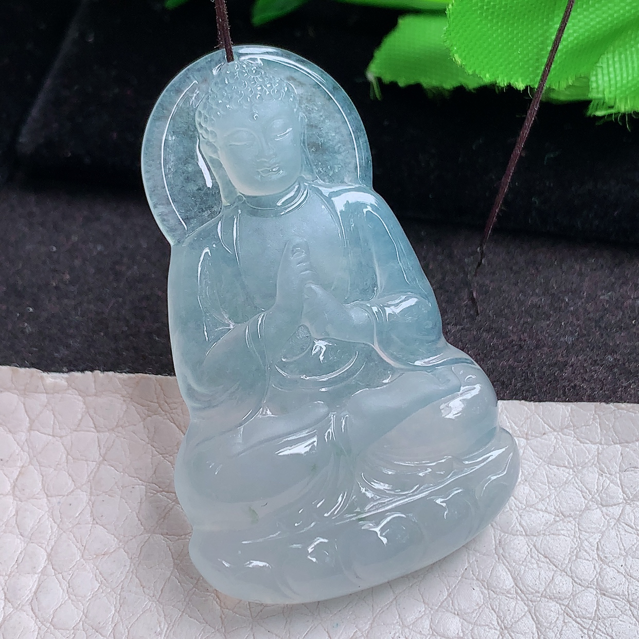 ktj实拍50.3*31.8*5.8缅甸翡翠a货精雕冰种大日如来佛祖玉吊坠