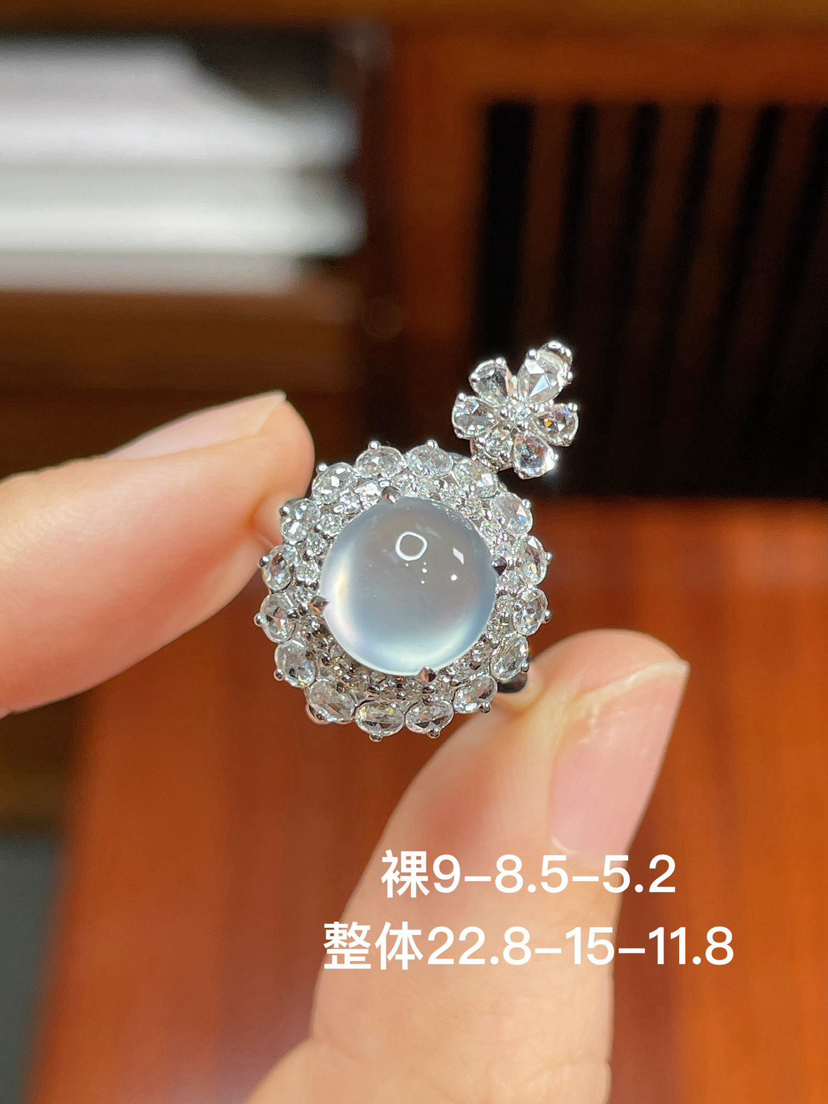 特惠价格#高冰蛋面戒指+高冰蛋面吊坠（两用款） 完美 18k金镶嵌。