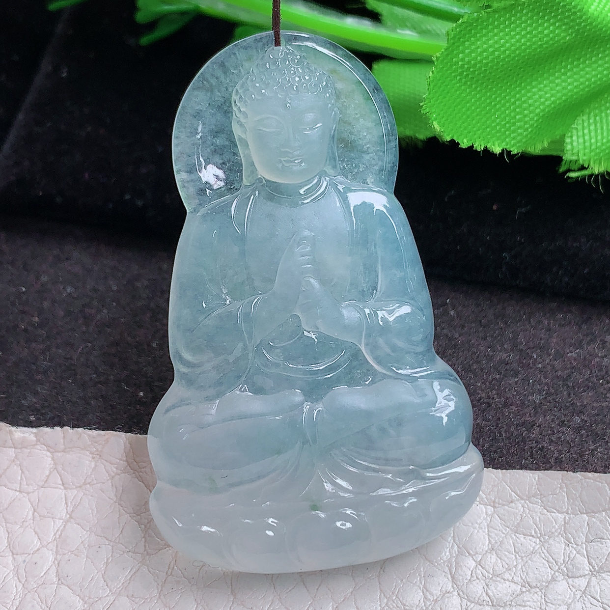 ktj实拍50.3*31.8*5.8缅甸翡翠a货精雕冰种大日如来佛祖玉吊坠