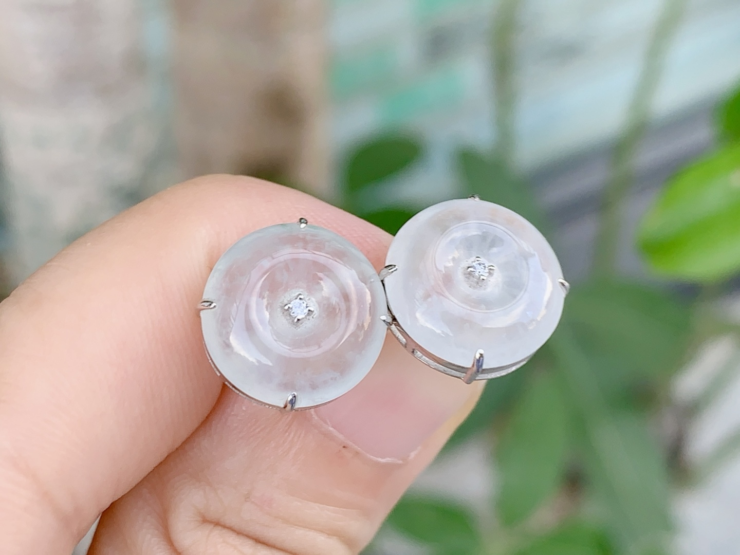 简单大方的一款冰种平安扣耳钉 水水润润，12.2