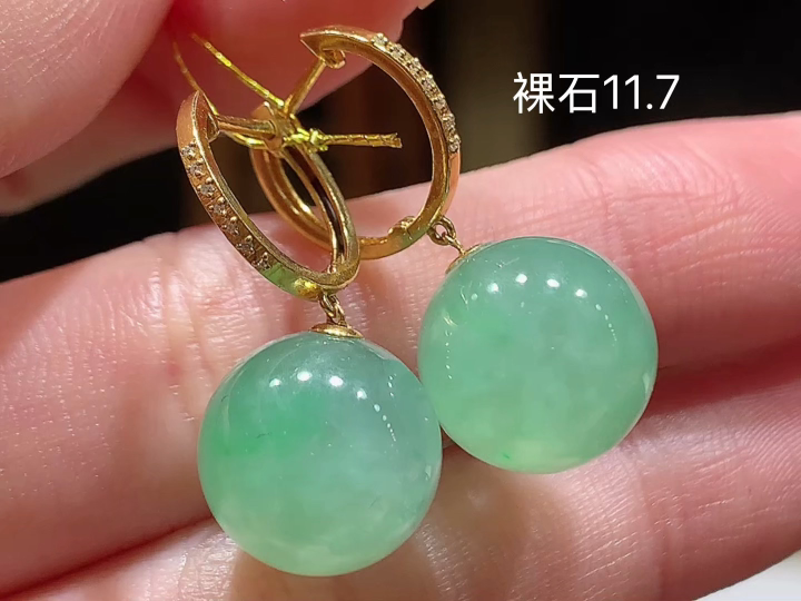 18K 冰晴转运珠耳坠 无裂 尺寸，11.7