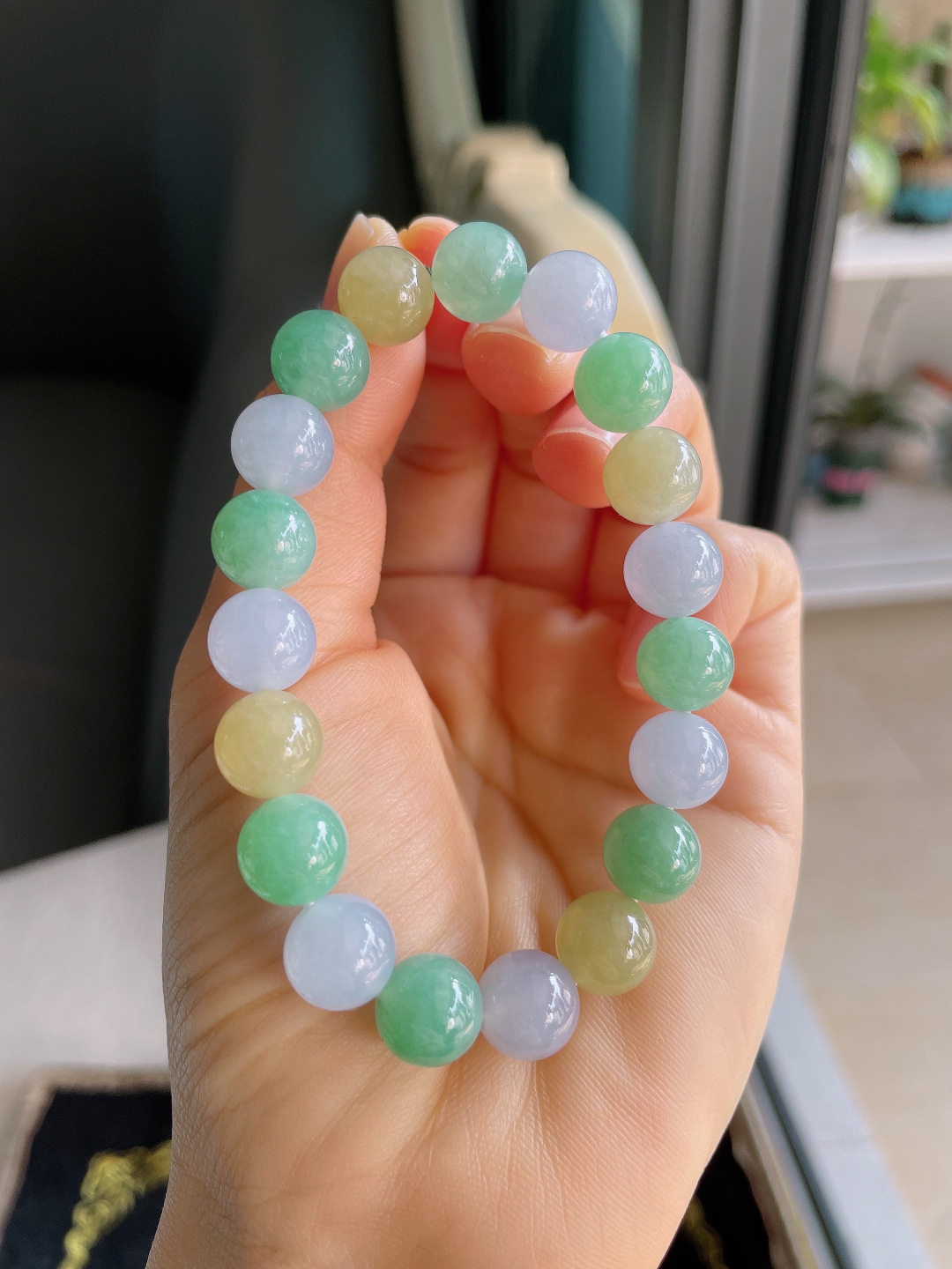天然翡翠A货，冰多宝手串，尺寸：10mm。【编1658】